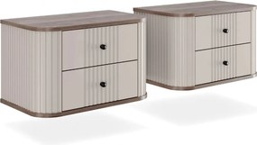 Zestaw szafek nocnych wiszących Vesper 56 cm - kaszmir / orzech / czarne uchwyty