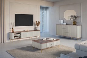 Szafka RTV Vesper 3D 187 cm - kaszmir / orzech / złote nogi