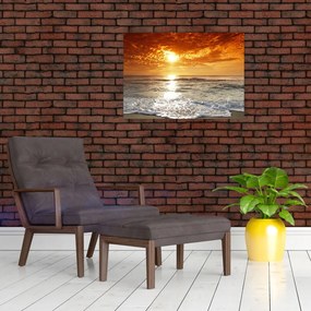 Obraz na szkle zachód słońca na Korsyce (70x50 cm)