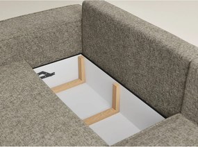 Brązowy rozkładany/ze schowkiem narożnik z tkaniny szenilowej (prawostronny/w kształcie litery L) Tonga – Maison de Rêve