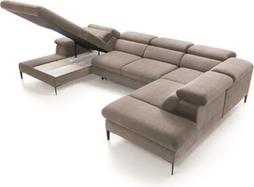 Masseno Narożnik MESTO z funkcją spania i pojemnikiem na pościel Narozniki U, Rozkładana sofa - Brązowy, VOGUE 04