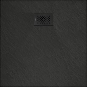 Mexen Hugo brodzik kwadratowy SMC 70 x 70 cm, czarny, maskownica czarna - 42707070-B