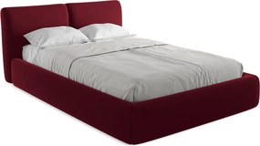 Łóżko 160 x 228 - z weluru - burgundowy - HOKU