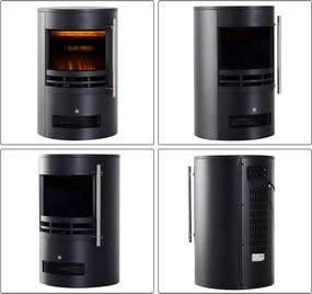 Elektryczny Kominek HOMCOM z Efektem Płomienia LED 900/2000W, Czarny