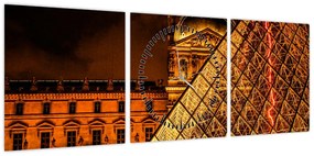 Obraz Luwru w Paryżu (z zegarem) (90x30 cm)
