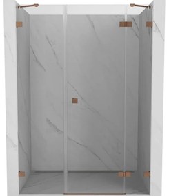 Mexen Lunar drzwi prysznicowe uchylne prawe 155 cm, transparent, miedź szczotkowana - 834S-155-050-65-00-P