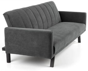 AMANDO sofa popielaty, rozkładana, tkanina velvet, stal tapicerowana
