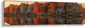Obraz kolorowych domów (170x50 cm)
