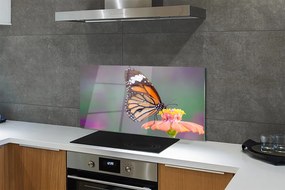 Panel Szklany Detal: Motyl i Kwiat