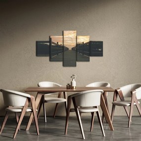 Obraz drewnianego pomostu nad jeziorem (125x70 cm)