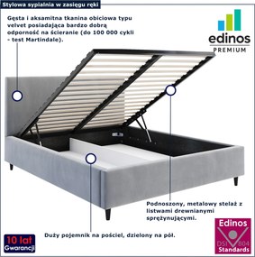 Kremowe welurowe łóżko dwuosobowe na nóżkach 180x200 25 kolorów E0-C58