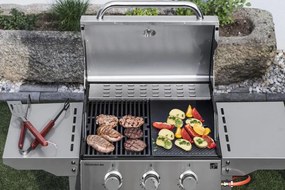 Grill gazowy OKLAHOMA BBQ, 4 palniki, z reduktorem, srebrny Penta CZ