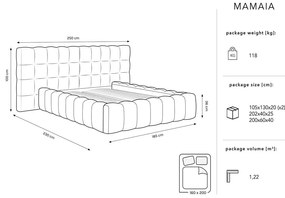 Czarne tapicerowane łóżko dwuosobowe ze schowkiem i stelażem 160x200 cm Mamaia – Micadoni Home