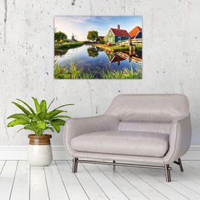 Obraz na szkle holenderskich młynów (70x50 cm)