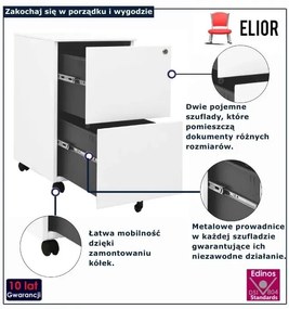Biały biurowy kontenerek na kółkach W2-D08
