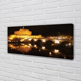Obraz drukowany na płótnie Nocne Mosty nad Tybrem
