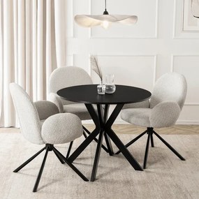 Stół Okrągły LAUREN 80 cm Czarny Loft Nowoczesny