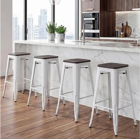 Stołki barowe MCW-A73 (zestaw 4 szt.),  białe