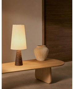 Biała/ciemnobrązowa lampa stołowa z tekstylnym kloszem (wysokość 50 cm) Amire – Kave Home