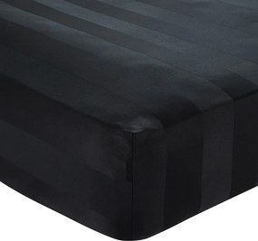 Czarne satynowe prześcieradło z gumką 150x200 cm So Soft Satin Stripe – Catherine Lansfield