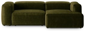 Zielony sztruksowy narożnik (prawostronny/z szezlongiem) Bergano – Cosmopolitan Design