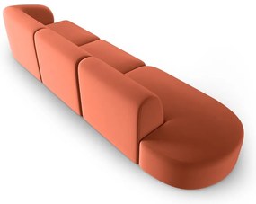 Różowa aksamitna sofa prawostronna 311 cm Paolo – Milo Casa