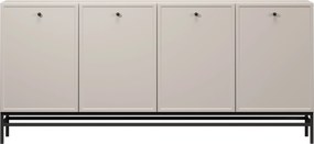 Komoda Lorini 200 cm czterodrzwiowa - kaszmir / czarne uchwyty / stelaż