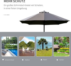 Outsunny Duży Podwójny Parasol z Oświetleniem LED Owalny Ciemnoszary ze Stalową Ramą 440x260cm | Aosom PL