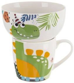 Orion Porcelanowy kubek z miseczką Dino, 0,35 l