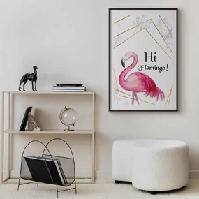 Plakat Hi flamingo 21x30 cm z ramą czarną z marginesem ARTGEIST B