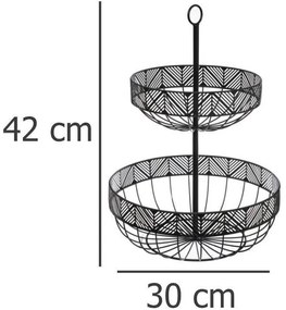 Patera na owoce FRISE, metalowa, 2 poziomy