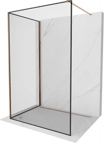Mexen Kioto ścianka prysznicowa Walk-in 90 x 70 cm, czarny wzór, różowe złoto - 800-090-212-60-70-070