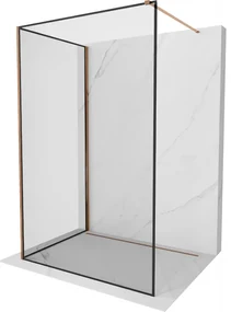 Mexen Kioto ścianka prysznicowa Walk-in 90 x 70 cm, czarny wzór, różowe złoto - 800-090-212-60-70-070