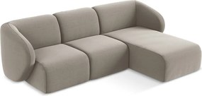 Jasnobrązowy aksamitny narożnik (prawostronny/z szezlongiem) Lani – Makamii