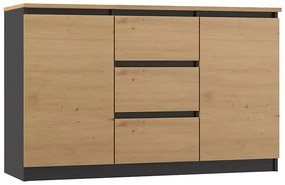 Komoda Z Szufladami I Półkami Dąb Artisan + Antracyt K0-W45