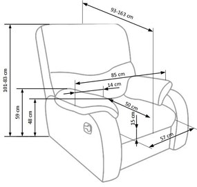 Czarny rozkładany fotel wypoczynkowy do pokoju G0-R24