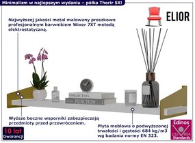 Wisząca półka z metalowymi wspornikami złoty + biały Zemsi