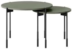 Stolik kawowy Sonatia 45 cm okrągły na metalowych nogach - oliwka