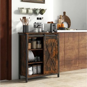 Komoda z miejscem do przechowywania – 81 cm – Brązowa – Metal i drewno