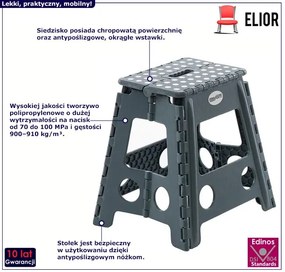 Szary mobilny taboret antypoślizgowy stopień - Lezo
