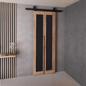Drzwi Przesuwne QUDIO M1 Dąb Craft Złoty + Czarny 60