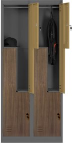 Szafa socjalna czterokomorowa Eco Design Julia 80x45x185 cm antracyt/orzech