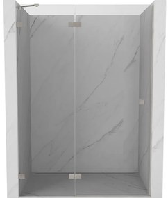 Mexen Lunar drzwi prysznicowe uchylne lewe 130 cm, transparent, nikiel szczotkowany - 834-130-000-97-00-L