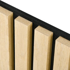 HOMCOM Panel Akustyczny, Absorpcja Dźwięku, DIY Ściana z Listwami, MDF &amp; Poliester, Prosta Instalacja, Dąb