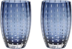 Zafferano Perle Blue and Grey zestaw 2 szklanek dmuchane szkło, 32 cl, ręcznie robione
