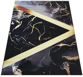 Czarny nowoczesny dywan w złote wzory 120x180 - Hevas 4X