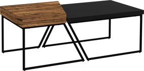 Zestaw 2 Stolików HOMCOM, Design Przemysłowy, Rama Stalowa, Drewno/Czarne