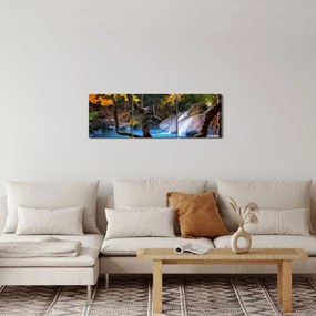 Obraz - Wodospady w Azji (z zegarem) (90x30 cm)