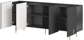 Komoda Malmi 200 cm - czarny mat / złote nóżki
