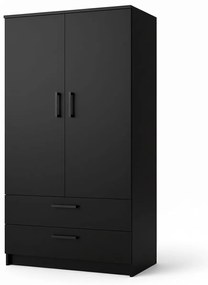 Dwudrzwiowa szafa Tress - drzwi uchylne z szufladami w kolorze czarnym